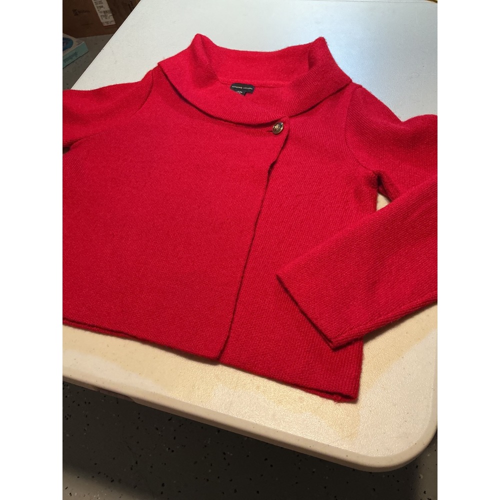 Adrienne Vittadini Red Wool Blend Shawl Collar Button Wrap Cardigan Sweater XL - Picture 8 of 9
